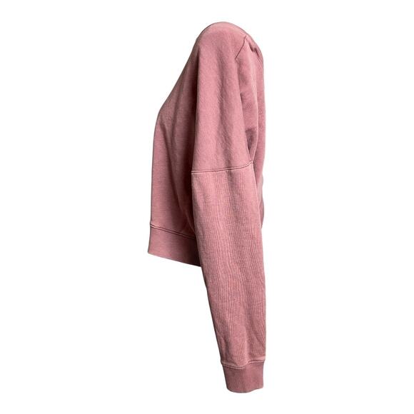 Aero Pink Grunge Sweatshirt Fleece Pullover Open Back Rose Factory Faded Large - Picture 4 of 6
